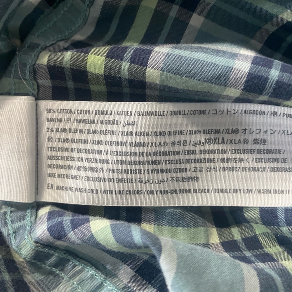 Abercrombie & Fitch Blue and Green Plaid Long Sleeve Preppy Button Up Shirt SZM - Picture 5 of 8